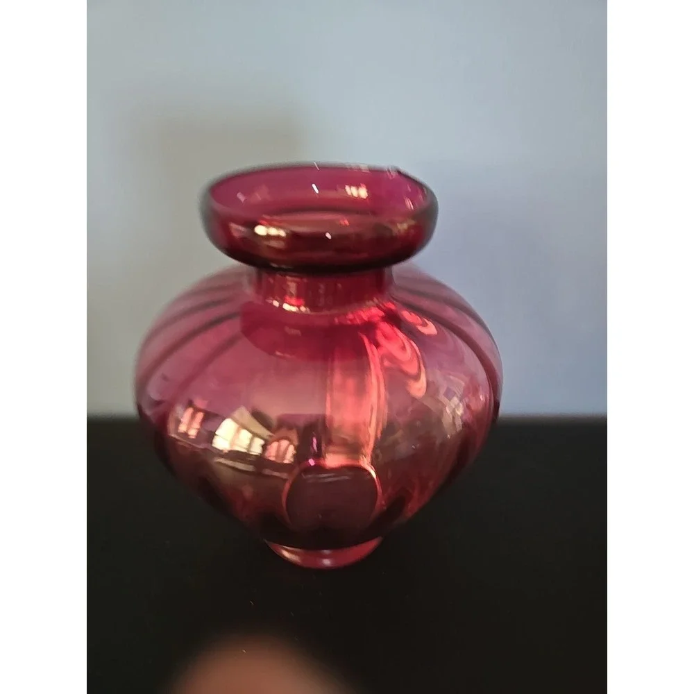 Vintage Cranberry Ruby Red Ribbed Bulbous 6